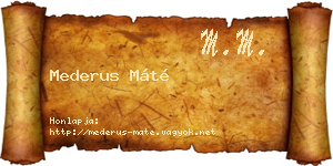 Mederus Máté névjegykártya